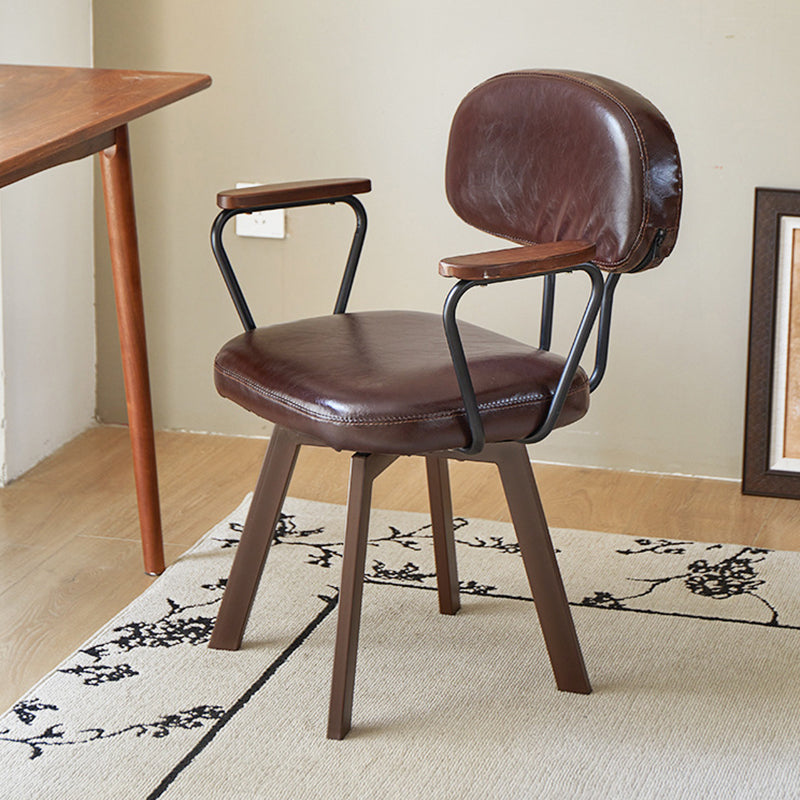 Retro Leather Sunflower Swivel Desk Chair