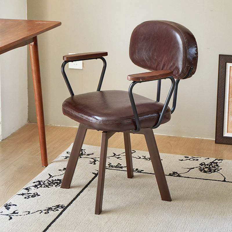 Retro Leather Sunflower Swivel Desk Chair