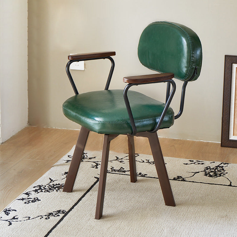 Retro Leather Sunflower Swivel Desk Chair