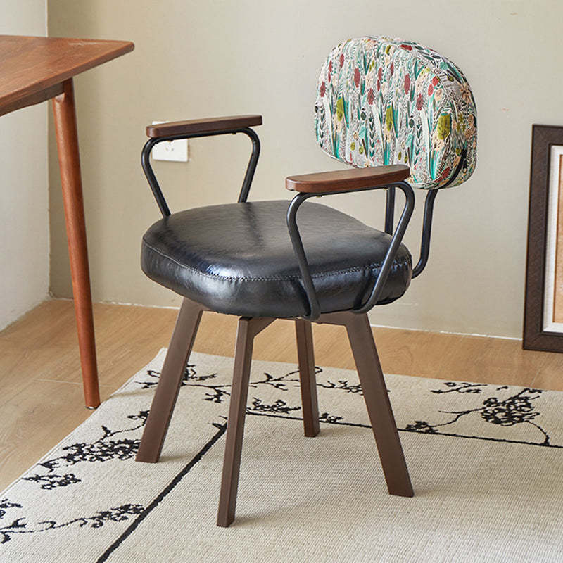 Retro Leather Sunflower Swivel Desk Chair