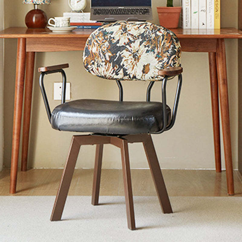 Retro Leather Sunflower Swivel Desk Chair