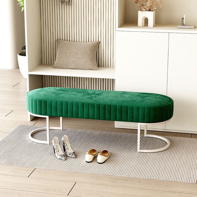 Nordic Flannelette Armless Bench — White / Dark Green