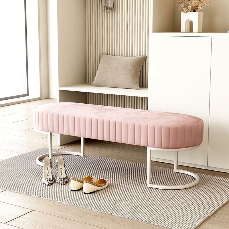 Nordic Flannelette Armless Bench — White / Pink
