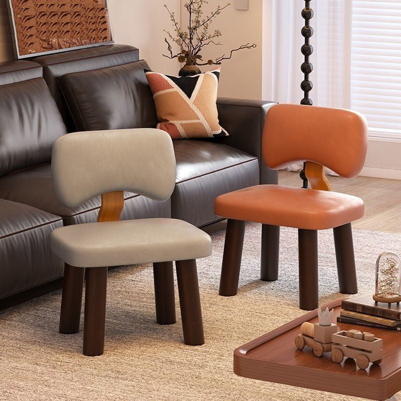 Nordic Leather Solid Wood Low Stool