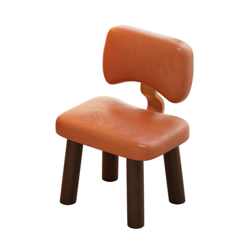 Nordic Leather Solid Wood Low Stool