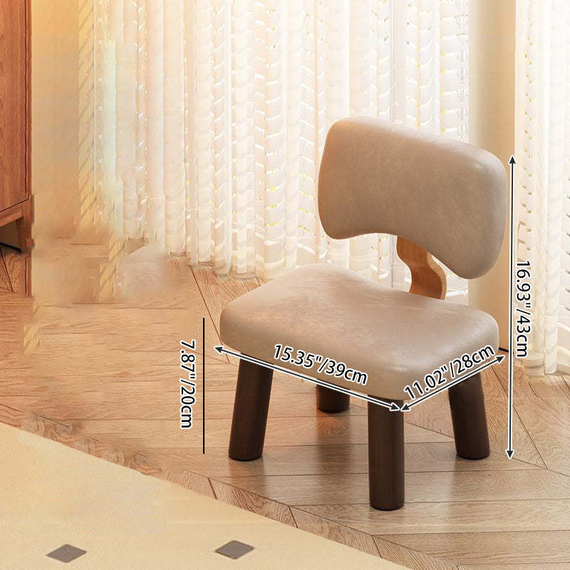 Nordic Leather Solid Wood Low Stool — Tall / Gray