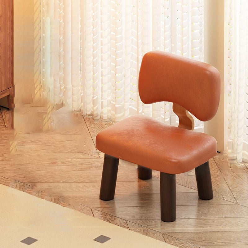 Nordic Leather Solid Wood Low Stool
