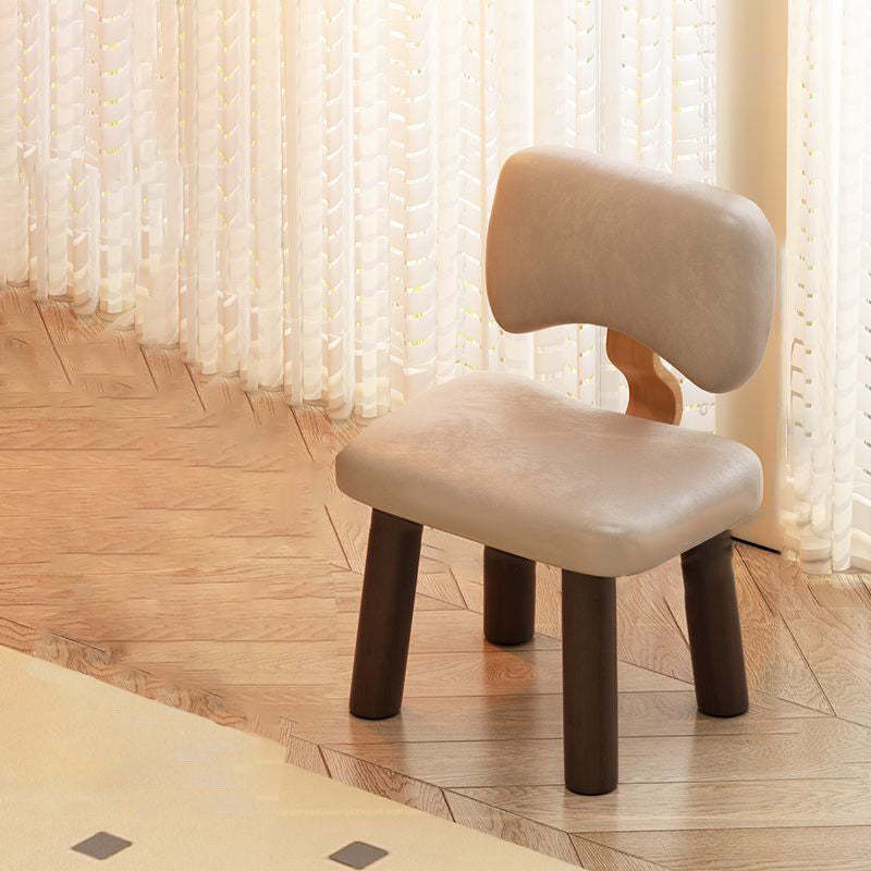Nordic Leather Solid Wood Low Stool