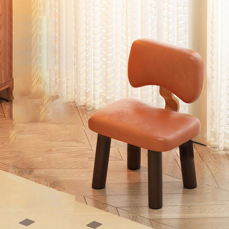 Nordic Leather Solid Wood Low Stool