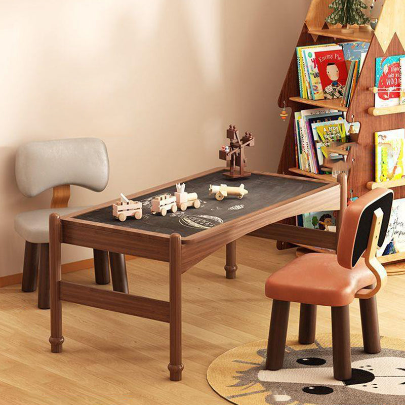 Nordic Leather Solid Wood Low Stool — Tall / Orange