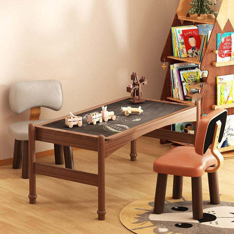 Nordic Leather Solid Wood Low Stool — Tall / Orange