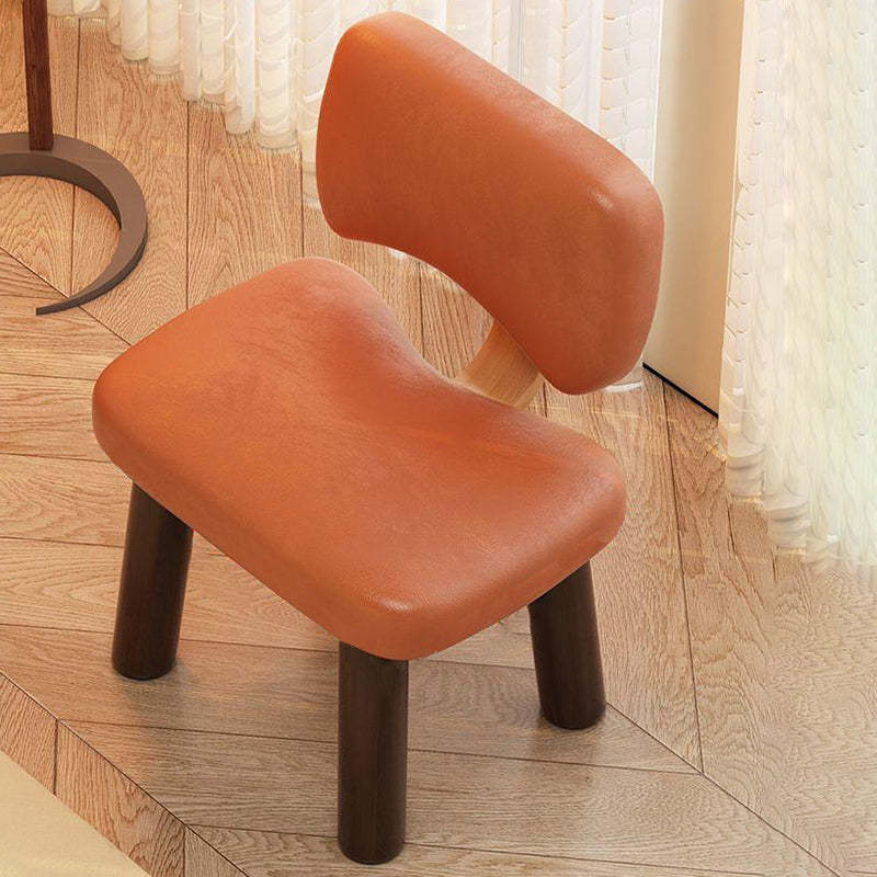 Nordic Leather Solid Wood Low Stool