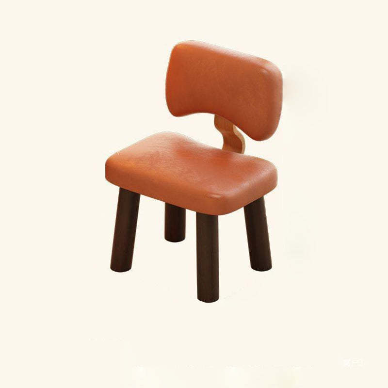 Nordic Leather Solid Wood Low Stool