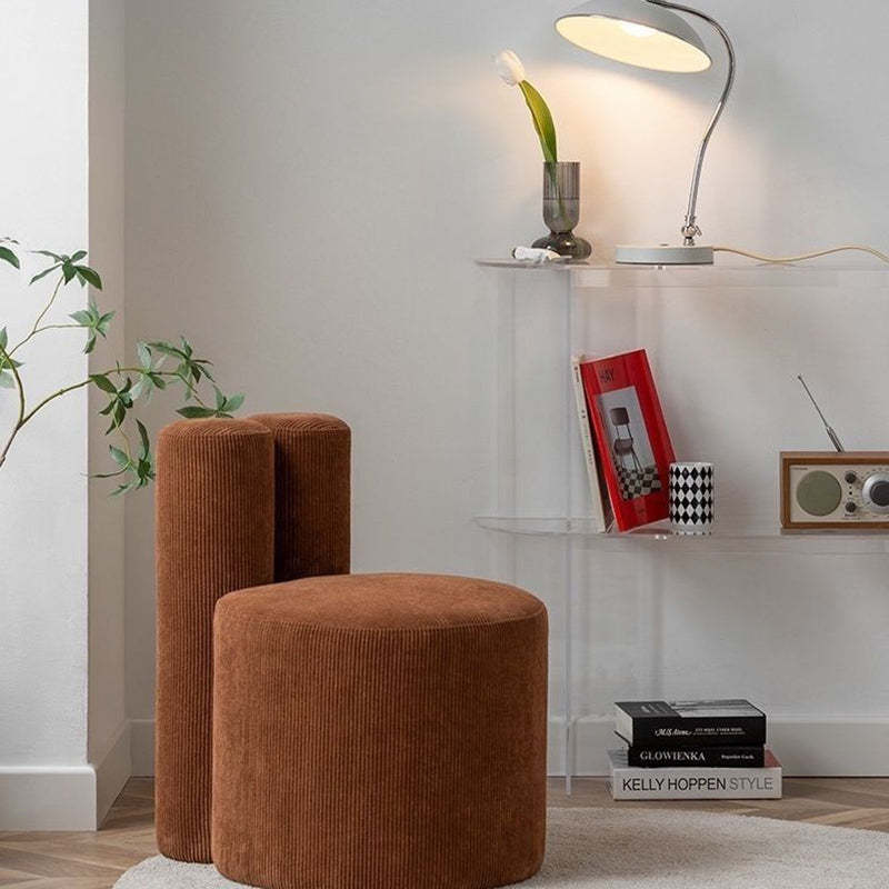 Nordic Rabbit Ears Corduroy Wood Vanity Stool
