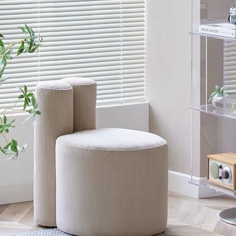 Nordic Rabbit Ears Corduroy Wood Vanity Stool — Off White