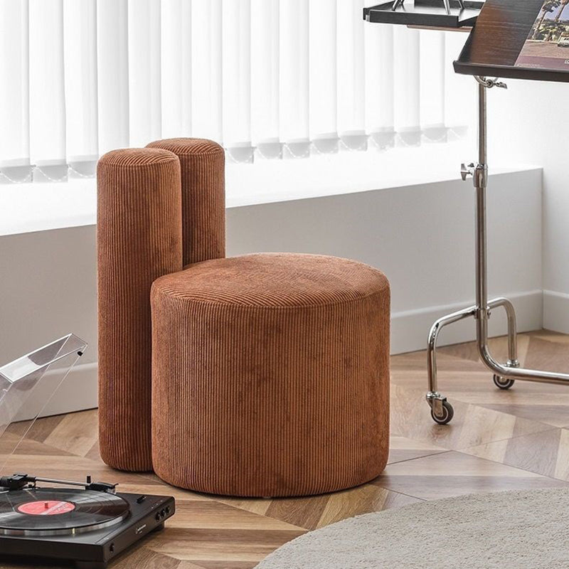 Nordic Rabbit Ears Corduroy Wood Vanity Stool