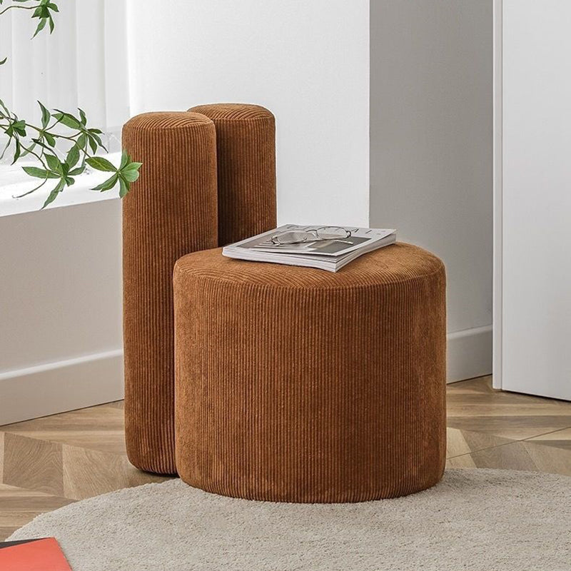 Nordic Rabbit Ears Corduroy Wood Vanity Stool