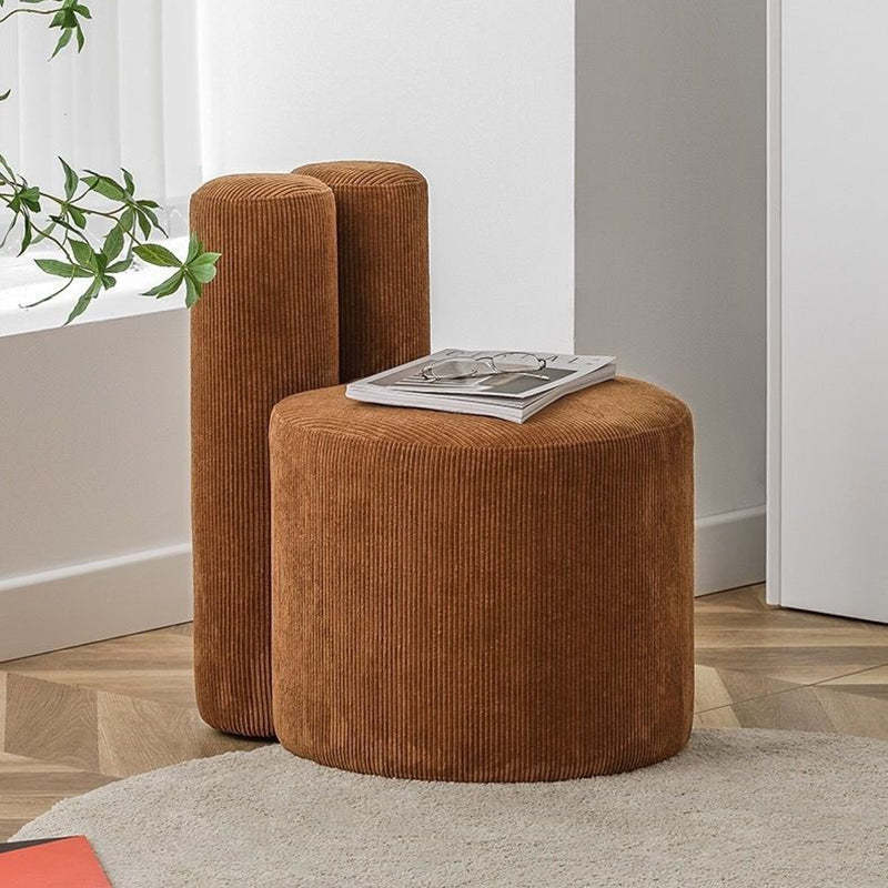 Nordic Rabbit Ears Corduroy Wood Vanity Stool
