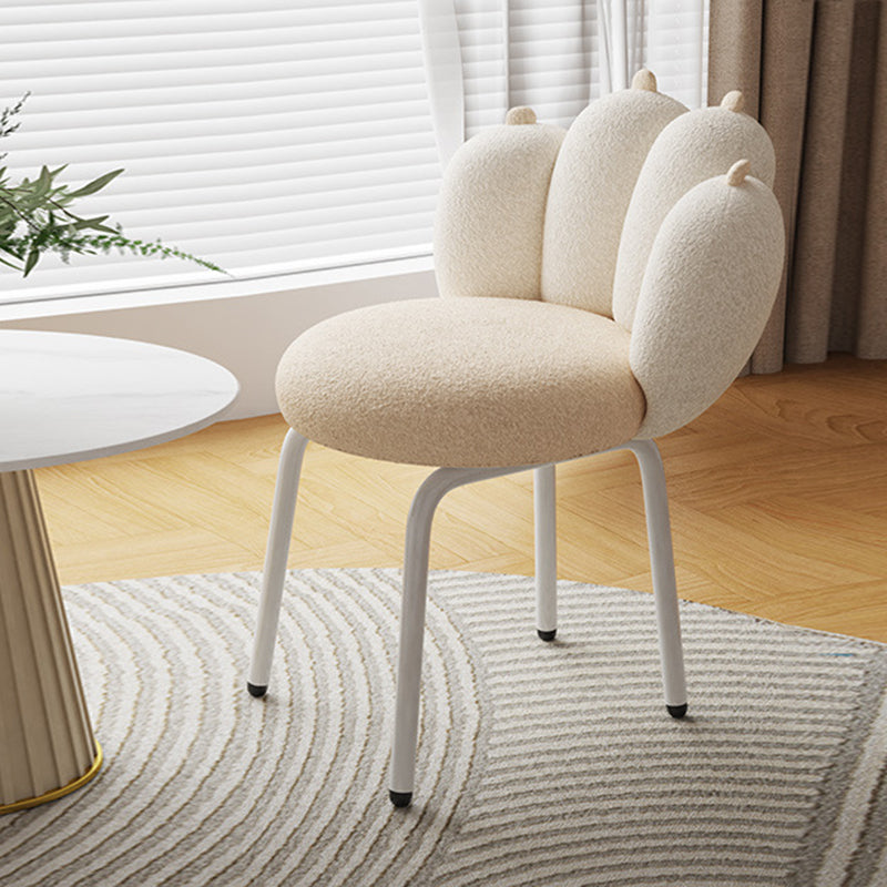 Nordic Bear Paw Swivel Lambswool Vanity Stool — Non-rotatable / Off White + Khaki