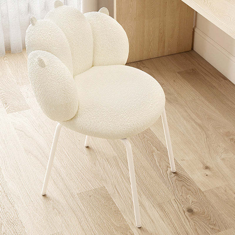 Nordic Bear Paw Swivel Lambswool Vanity Stool — Rotatable / Off White + Khaki