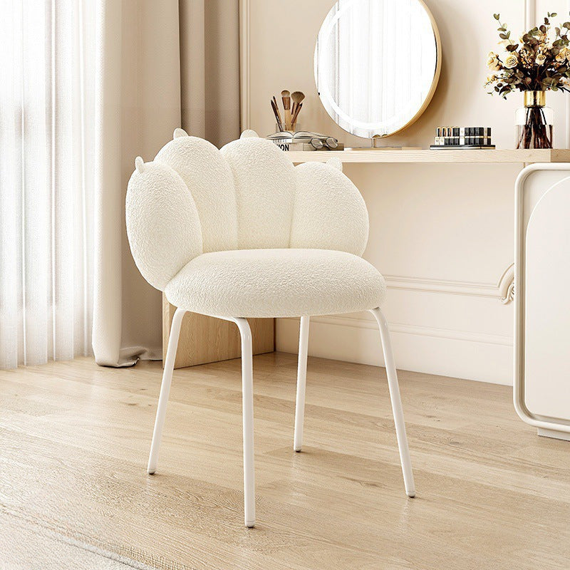 Nordic Bear Paw Swivel Lambswool Vanity Stool — Non-rotatable / Off White