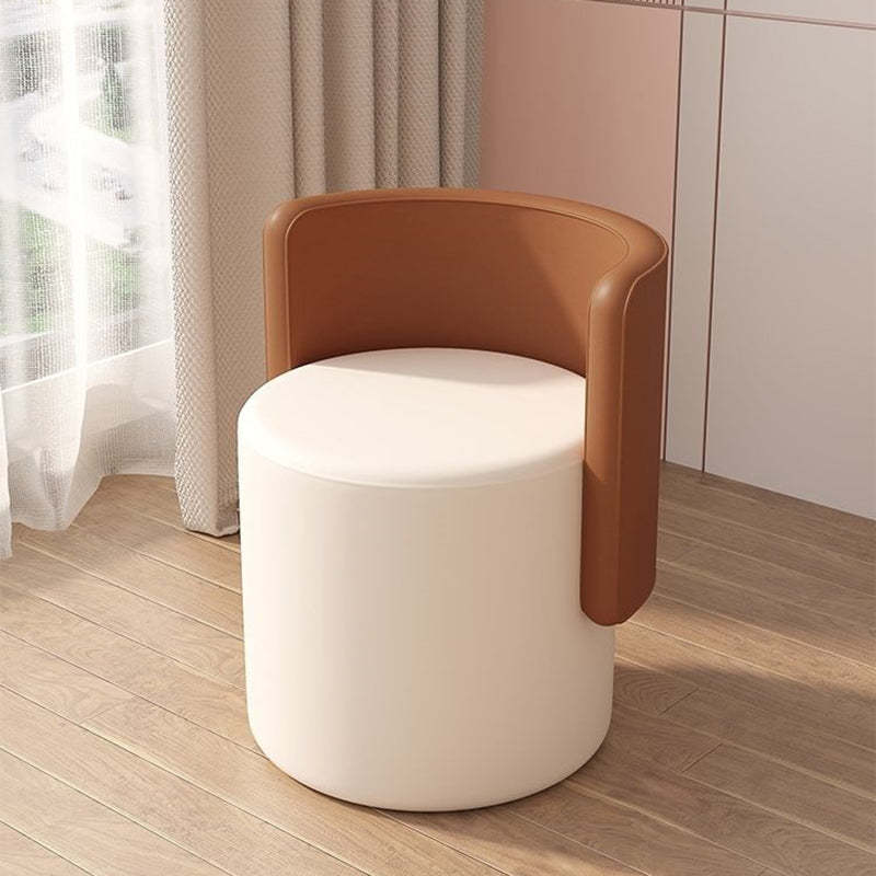 Nordic Cylinder Swivel Wood Leather Vanity Stool