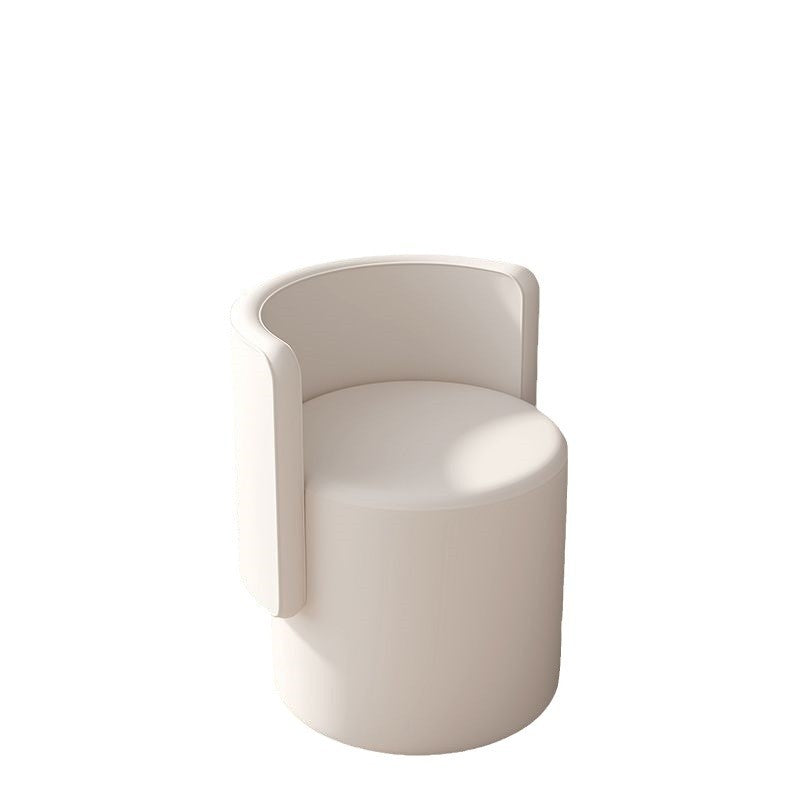 Nordic Cylinder Swivel Wood Leather Vanity Stool