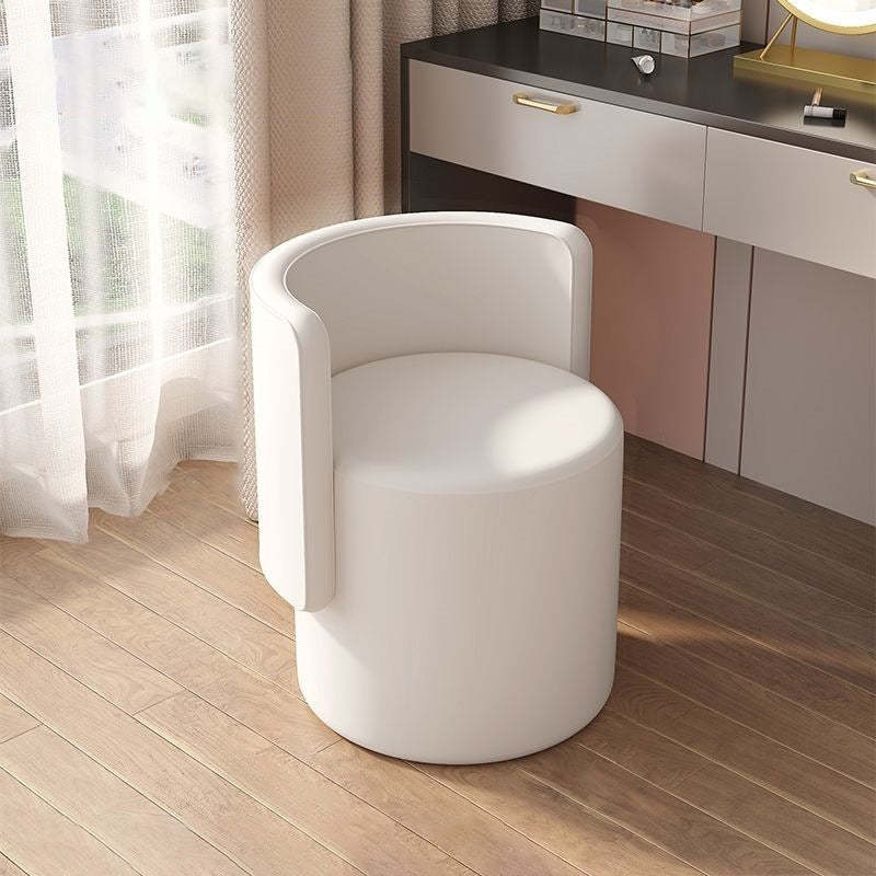 Nordic Cylinder Swivel Wood Leather Vanity Stool
