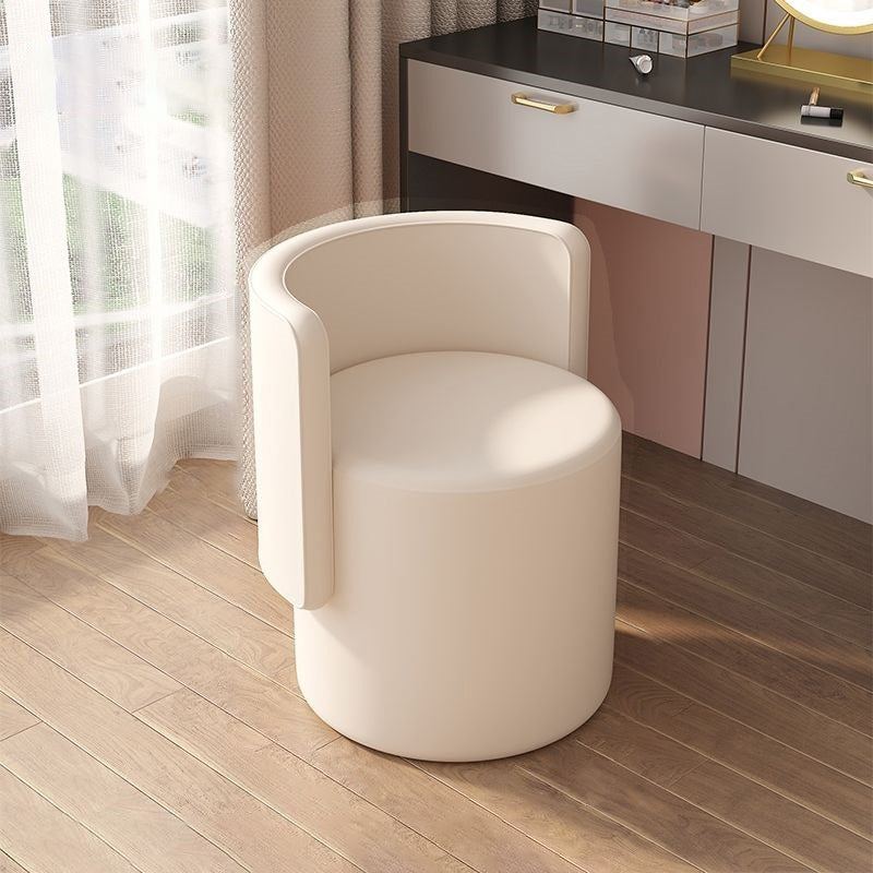 Nordic Cylinder Swivel Wood Leather Vanity Stool