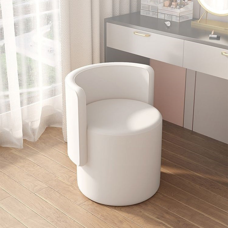 Nordic Cylinder Swivel Wood Leather Vanity Stool — Rotatable / Dark Gray + Light Gray