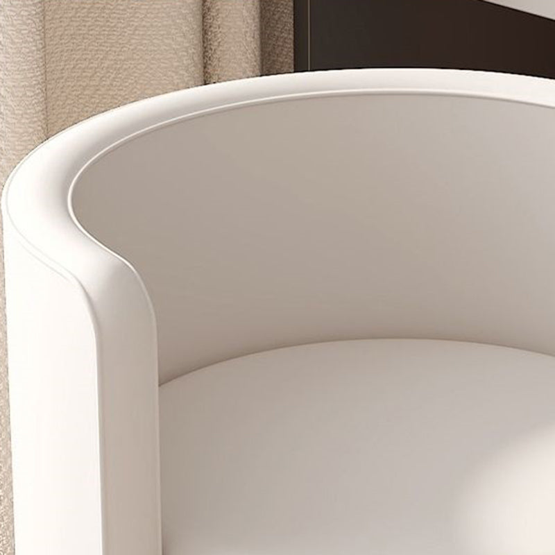 Nordic Cylinder Swivel Wood Leather Vanity Stool — Non-rotatable / Orange + Off White