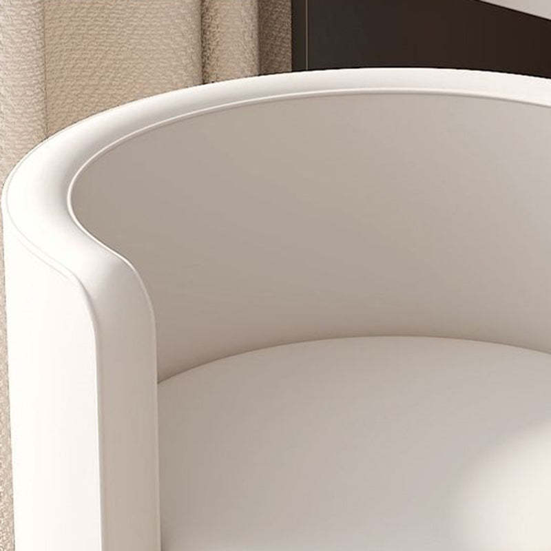 Nordic Cylinder Swivel Wood Leather Vanity Stool — Non-rotatable / Orange + Off White