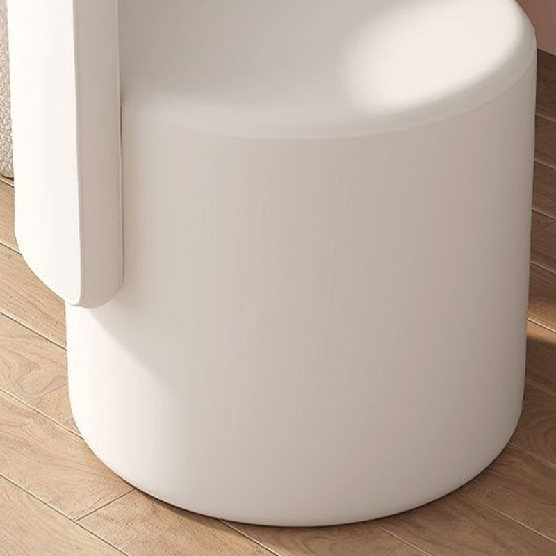 Nordic Cylinder Swivel Wood Leather Vanity Stool — Non-rotatable / Orange + Houndstooth