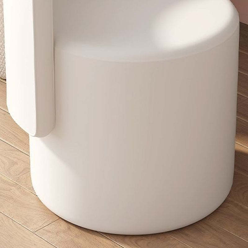Nordic Cylinder Swivel Wood Leather Vanity Stool — Non-rotatable / Orange + Houndstooth