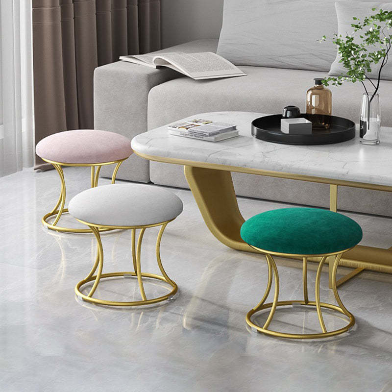 Nordic Round Flannelette Iron Low Stool