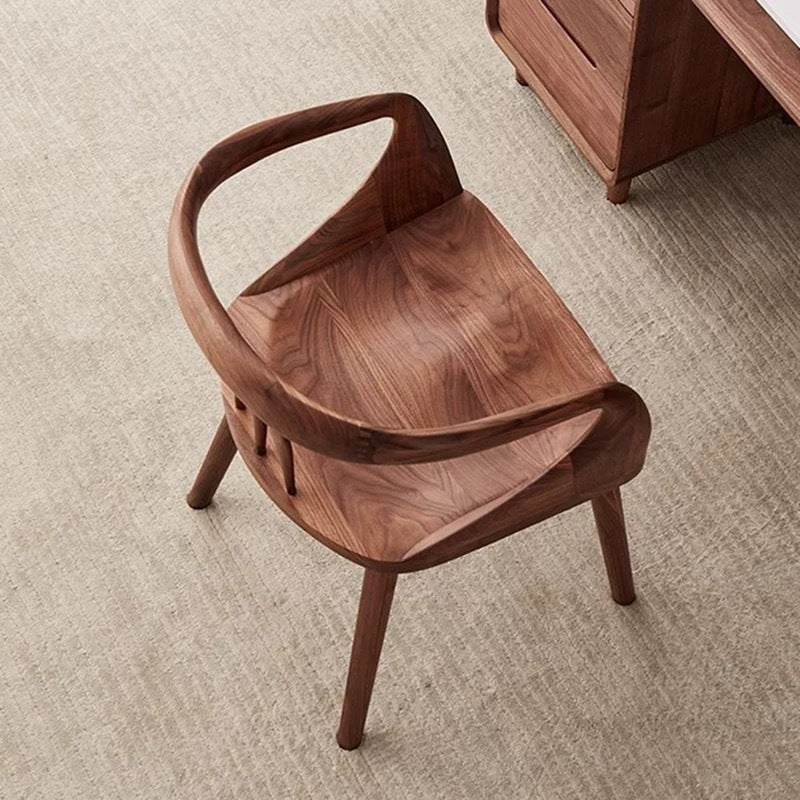Japanese Walnut Curved Dining Chair