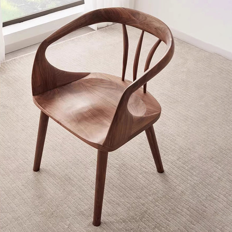 Japanese Walnut Curved Dining Chair