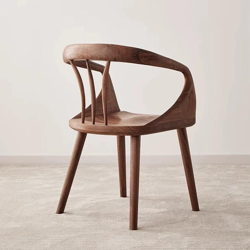 Japanese Walnut Curved Dining Chair