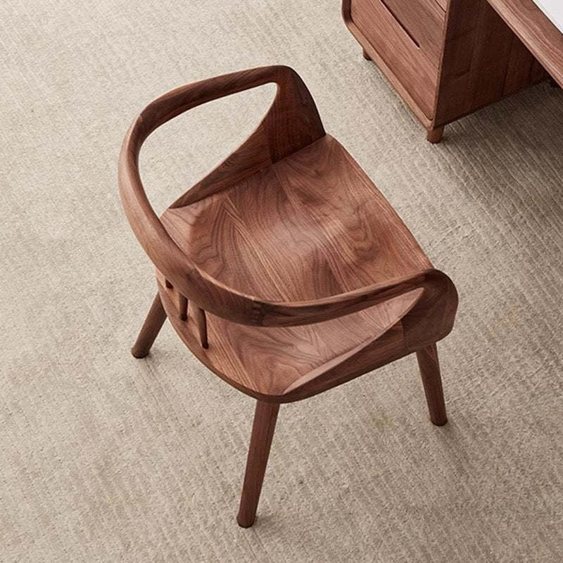 Japanese Walnut Curved Dining Chair