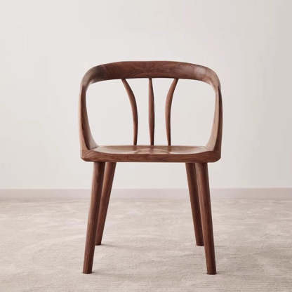 Japanese Walnut Curved Dining Chair