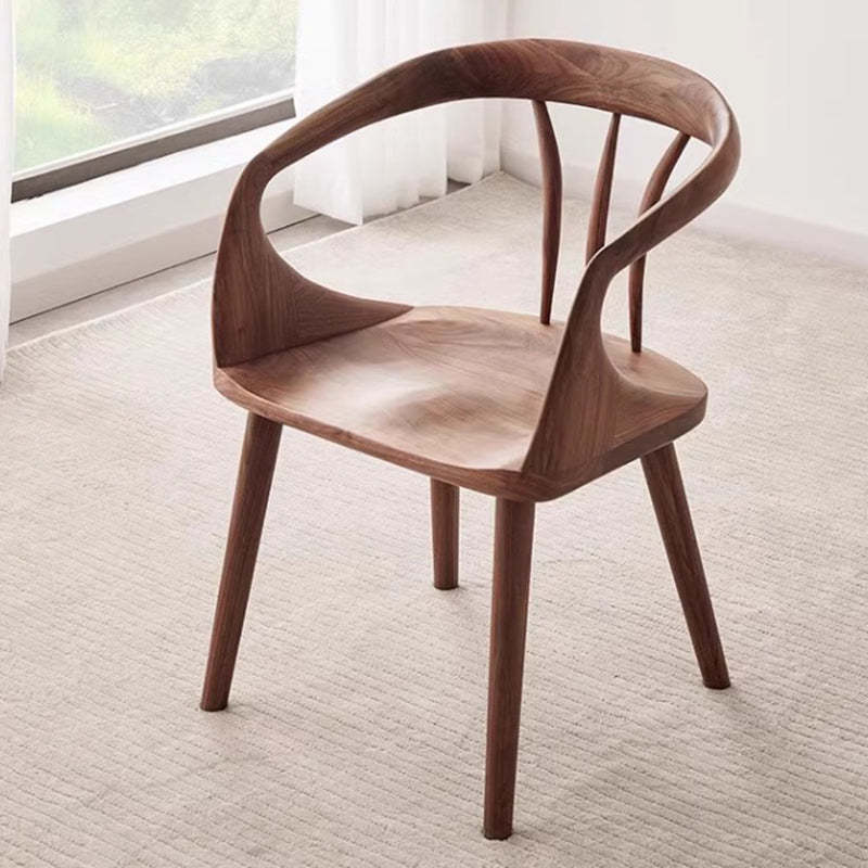 Japanese Walnut Curved Dining Chair