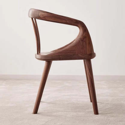Japanese Walnut Curved Dining Chair