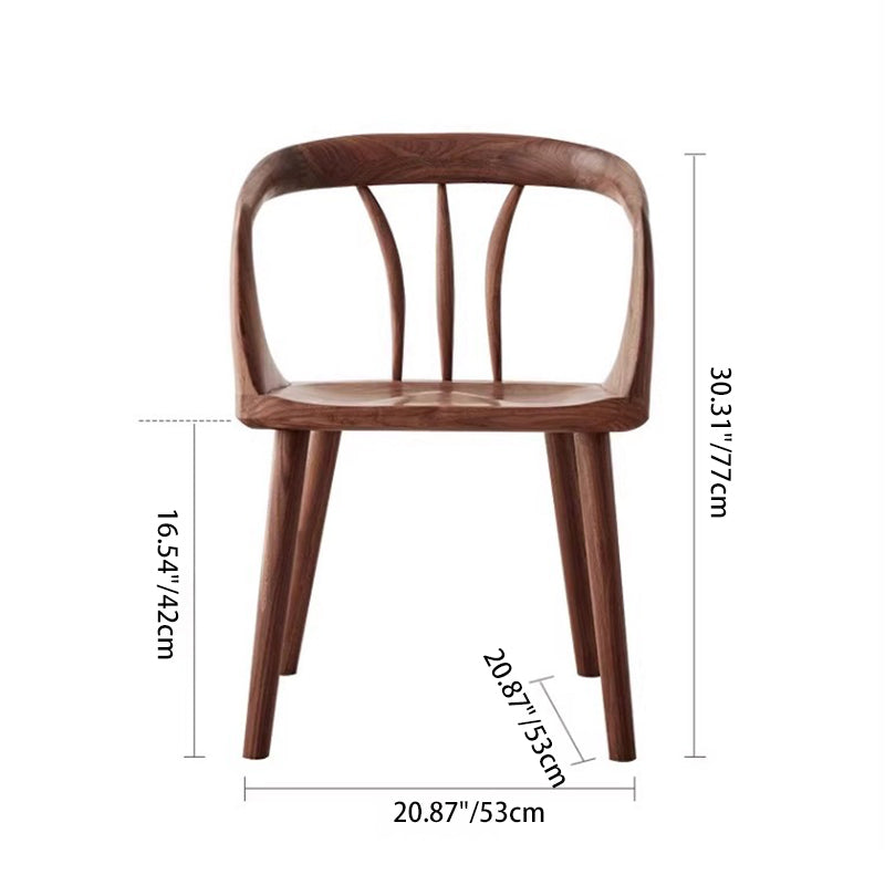 Japanese Walnut Curved Dining Chair
