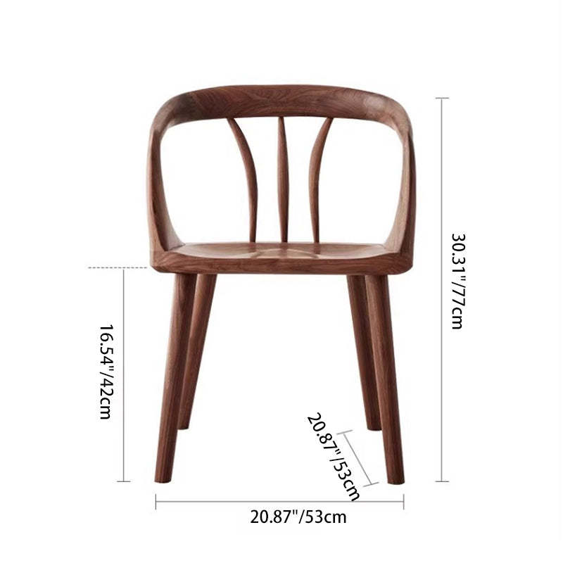 Japanese Walnut Curved Dining Chair