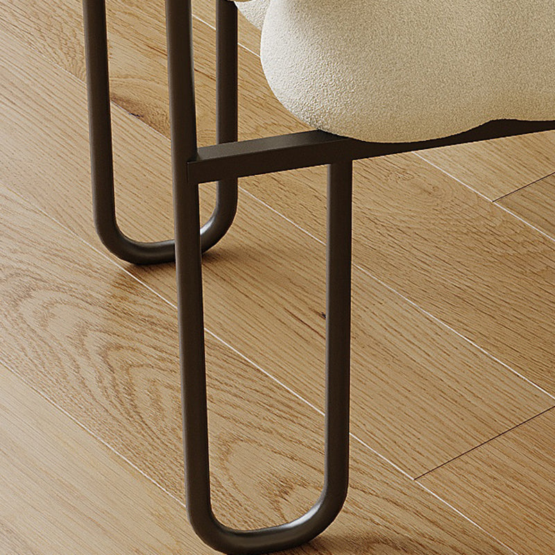 Nordic Square Lambswool Iron Vanity Stool — Off White / Black