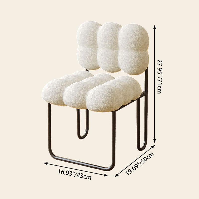 Nordic Square Lambswool Iron Vanity Stool — Black / Dark Gray