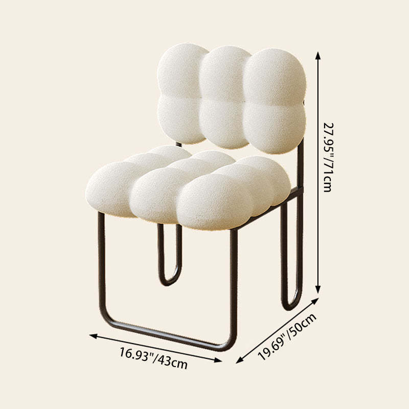 Nordic Square Lambswool Iron Vanity Stool — Black / Dark Gray