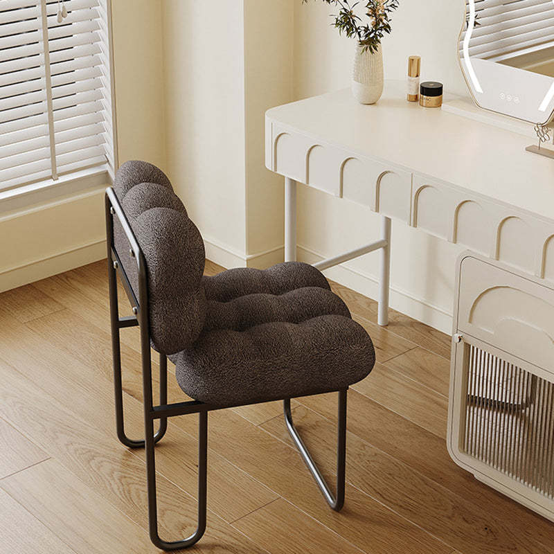 Nordic Square Lambswool Iron Vanity Stool