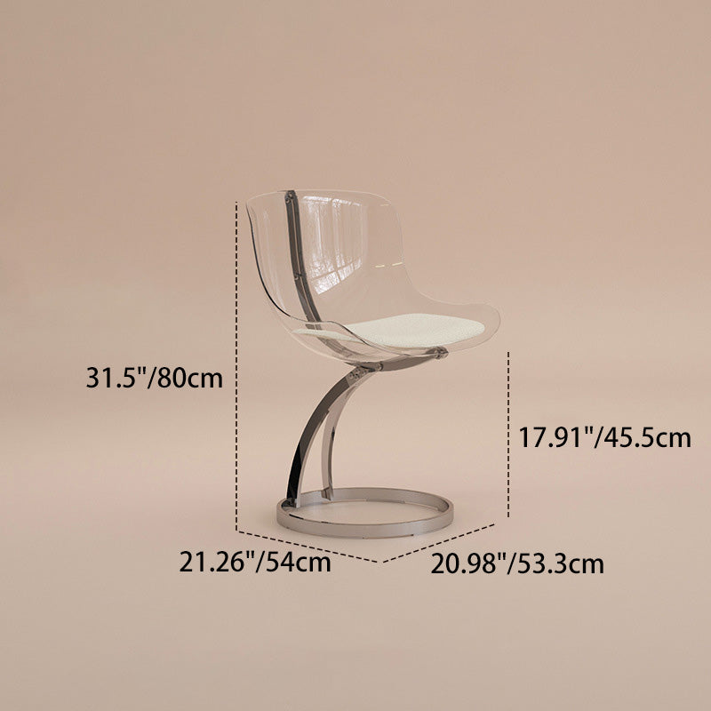 Nordic Arc Lambswool Steel Dining Chair — Without Cushion / Brown