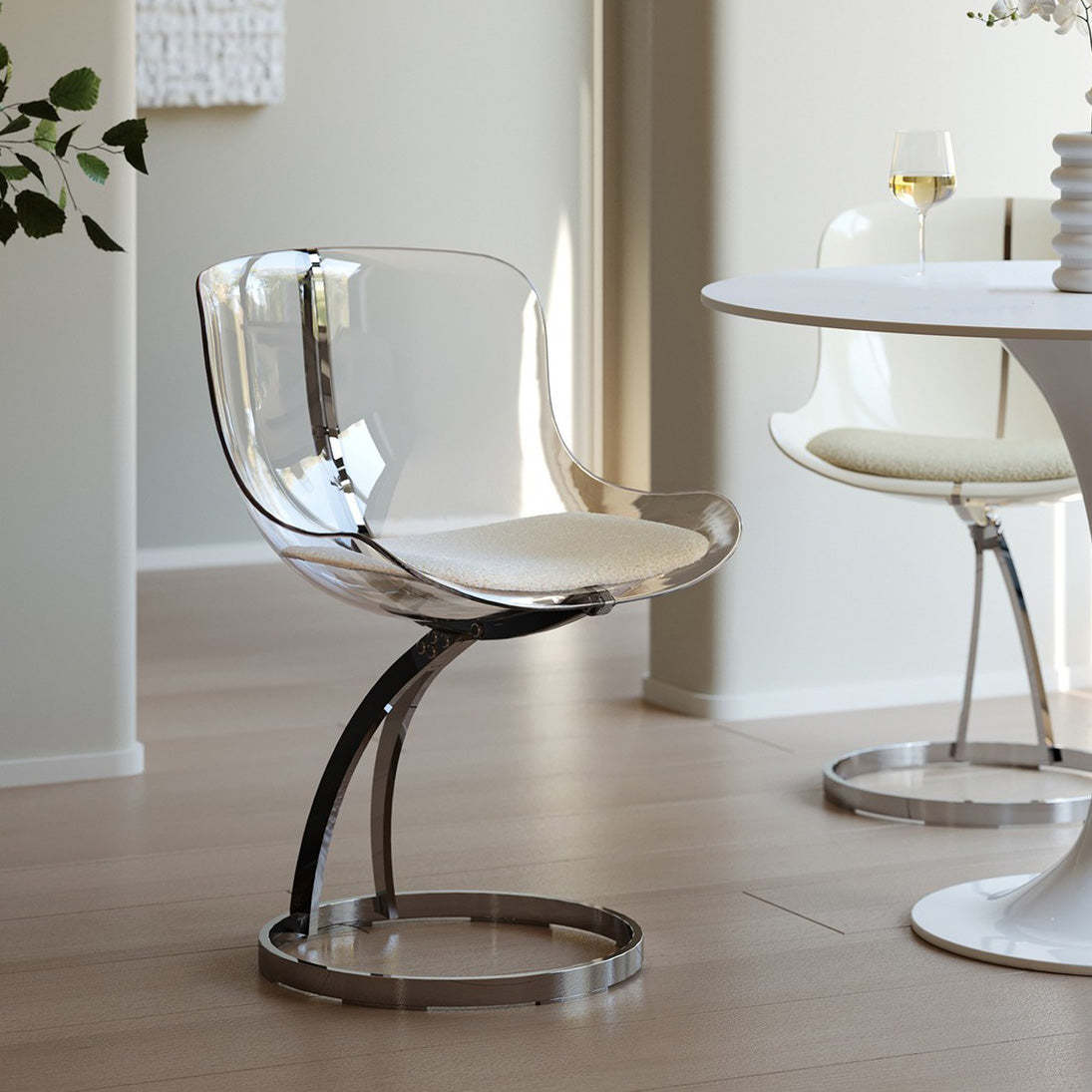 Nordic Arc Lambswool Steel Dining Chair